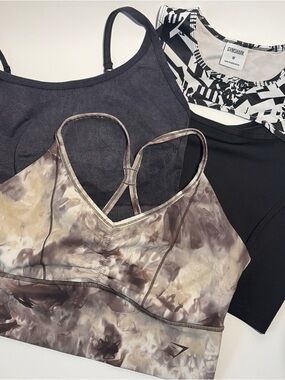 Gymshark Bundle 3 tops Seamless Sports Bra Tank Crop Black Women Size M